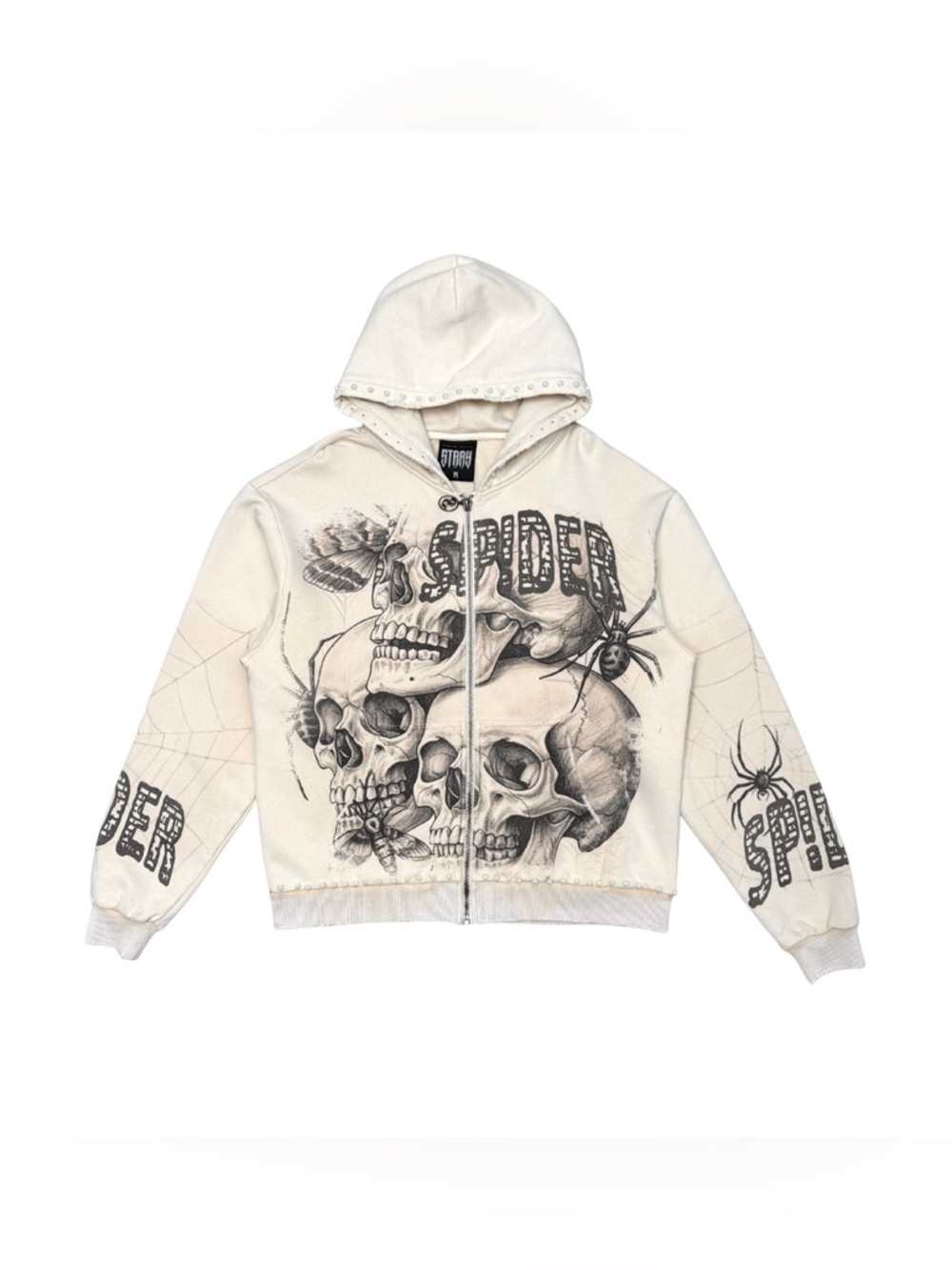 Stray Hoodie - Web Crawler Zip up- Bone Color